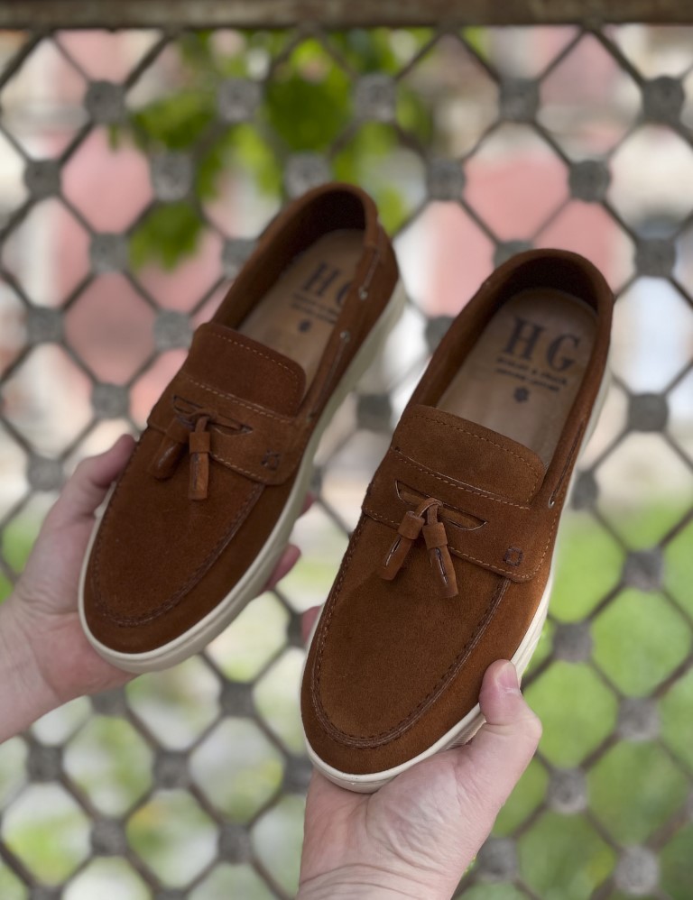 Huxley and Grace ανδρικά ταμπά δερμάτινα loafers με tassels HG174191T φωτογραφία